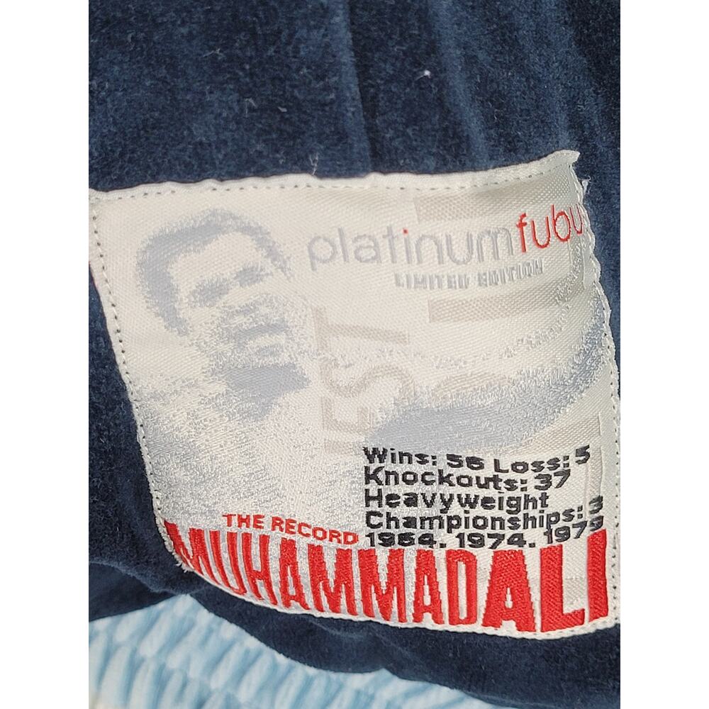 Vintage Platinum Fubu Muhammad Ali Tracksuit Set Navy Blue Velour Men's Sz L - Picture 9 of 15